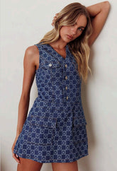 Denim Floral Romper